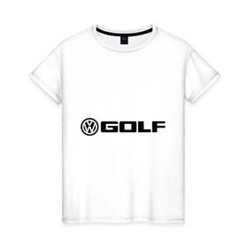 Женская футболка хлопок с принтом Volkswagen Golf в Санкт-Петербурге, 100% хлопок | прямой крой, круглый вырез горловины, длина до линии бедер, слегка спущенное плечо | golf | logo | volkswagen | гольф | логотип | фольцваген