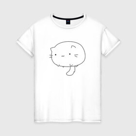 Женская футболка хлопок с принтом Котя мотя утипуся в Санкт-Петербурге, 100% хлопок | прямой крой, круглый вырез горловины, длина до линии бедер, слегка спущенное плечо | kotik | кот | котенок | няша