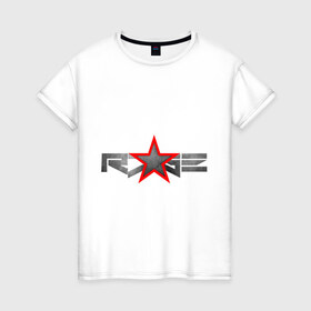 Женская футболка хлопок с принтом R7GE в Санкт-Петербурге, 100% хлопок | прямой крой, круглый вырез горловины, длина до линии бедер, слегка спущенное плечо | @ | r7ge | youtube | звезда | метал