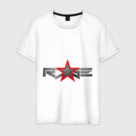 Мужская футболка хлопок с принтом R7GE в Санкт-Петербурге, 100% хлопок | прямой крой, круглый вырез горловины, длина до линии бедер, слегка спущенное плечо. | Тематика изображения на принте: @ | r7ge | youtube | звезда | метал