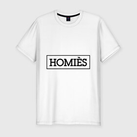 Мужская футболка премиум с принтом Homies в Санкт-Петербурге, 92% хлопок, 8% лайкра | приталенный силуэт, круглый вырез ворота, длина до линии бедра, короткий рукав | homies | svag | бренд | мода | свэг