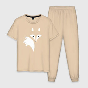 Мужская пижама хлопок с принтом Силуэт лисички в Санкт-Петербурге, 100% хлопок | брюки и футболка прямого кроя, без карманов, на брюках мягкая резинка на поясе и по низу штанин
 | fox | лиса | лисёнок | лисичка