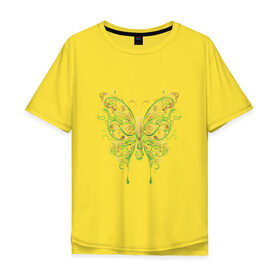 Мужская футболка хлопок Oversize с принтом Art butterfly в Санкт-Петербурге, 100% хлопок | свободный крой, круглый ворот, “спинка” длиннее передней части | 