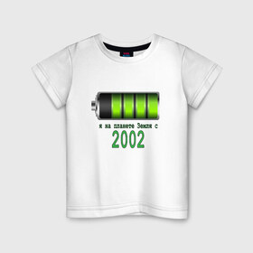 Детская футболка хлопок с принтом Я на планете Земля с 2002 в Санкт-Петербурге, 100% хлопок | круглый вырез горловины, полуприлегающий силуэт, длина до линии бедер | Тематика изображения на принте: @
