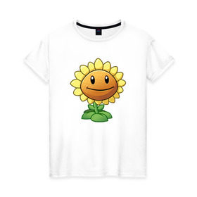 Женская футболка хлопок с принтом Plants Vs Zombies в Санкт-Петербурге, 100% хлопок | прямой крой, круглый вырез горловины, длина до линии бедер, слегка спущенное плечо | растения против зомби