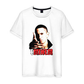 Мужская футболка хлопок с принтом Eminem, Еминем в Санкт-Петербурге, 100% хлопок | прямой крой, круглый вырез горловины, длина до линии бедер, слегка спущенное плечо. | 