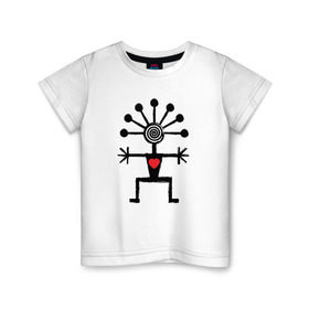 Детская футболка хлопок с принтом Кураймен (этночеловек) в Санкт-Петербурге, 100% хлопок | круглый вырез горловины, полуприлегающий силуэт, длина до линии бедер | курай | кураймен | этника | этномотив
