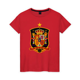 Женская футболка хлопок с принтом Spain National Football в Санкт-Петербурге, 100% хлопок | прямой крой, круглый вырез горловины, длина до линии бедер, слегка спущенное плечо | испания | футбол