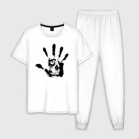 Мужская пижама хлопок с принтом Metallica (Pushead) в Санкт-Петербурге, 100% хлопок | брюки и футболка прямого кроя, без карманов, на брюках мягкая резинка на поясе и по низу штанин
 | металлика