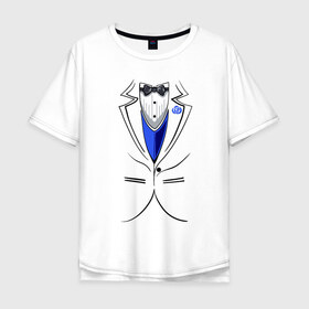 Мужская футболка хлопок Oversize с принтом Костюм жениха в Санкт-Петербурге, 100% хлопок | свободный крой, круглый ворот, “спинка” длиннее передней части | Тематика изображения на принте: бабочка