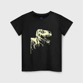 Детская футболка хлопок с принтом Скелет динозавра в Санкт-Петербурге, 100% хлопок | круглый вырез горловины, полуприлегающий силуэт, длина до линии бедер | скелет