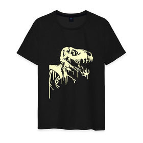 Мужская футболка хлопок с принтом Скелет динозавра в Санкт-Петербурге, 100% хлопок | прямой крой, круглый вырез горловины, длина до линии бедер, слегка спущенное плечо. | скелет