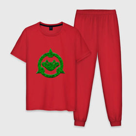 Мужская пижама хлопок с принтом Battletoads logo в Санкт-Петербурге, 100% хлопок | брюки и футболка прямого кроя, без карманов, на брюках мягкая резинка на поясе и по низу штанин
 | logo | sega | жаба | логотип легендарной игры выходившей на старых приставкахdendy | лягушка | приставки