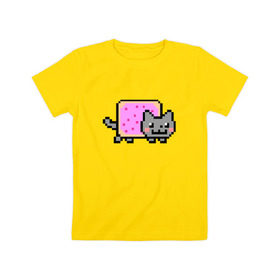 Детская футболка хлопок с принтом NYAN CAT в Санкт-Петербурге, 100% хлопок | круглый вырез горловины, полуприлегающий силуэт, длина до линии бедер | nya nya nyanyan cat | swag | игра