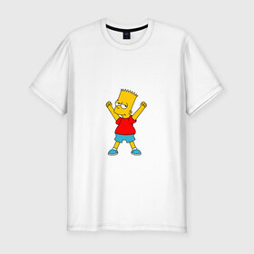 Мужская футболка премиум с принтом Барт в Санкт-Петербурге, 92% хлопок, 8% лайкра | приталенный силуэт, круглый вырез ворота, длина до линии бедра, короткий рукав | bart | simpson