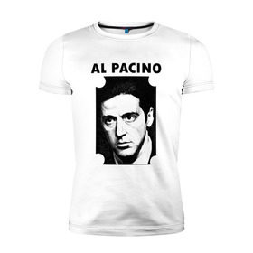 Мужская футболка премиум с принтом Аль Пачино в Санкт-Петербурге, 92% хлопок, 8% лайкра | приталенный силуэт, круглый вырез ворота, длина до линии бедра, короткий рукав | : кино | al pacino | аль пачино
