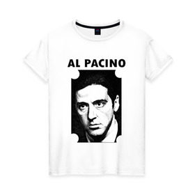 Женская футболка хлопок с принтом Аль Пачино в Санкт-Петербурге, 100% хлопок | прямой крой, круглый вырез горловины, длина до линии бедер, слегка спущенное плечо | : кино | al pacino | аль пачино