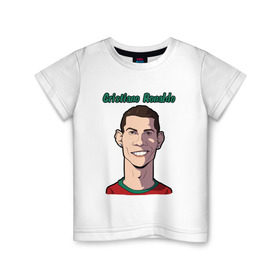Детская футболка хлопок с принтом Cristiano Ronaldo в Санкт-Петербурге, 100% хлопок | круглый вырез горловины, полуприлегающий силуэт, длина до линии бедер | Тематика изображения на принте: real madrid | ronaldo | роналду | футбол