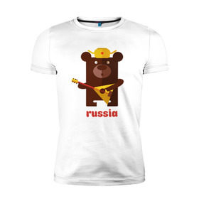 Мужская футболка премиум с принтом Russia в Санкт-Петербурге, 92% хлопок, 8% лайкра | приталенный силуэт, круглый вырез ворота, длина до линии бедра, короткий рукав | russia | российа | я.русский