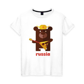 Женская футболка хлопок с принтом Russia в Санкт-Петербурге, 100% хлопок | прямой крой, круглый вырез горловины, длина до линии бедер, слегка спущенное плечо | russia | российа | я.русский