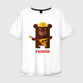 Мужская футболка хлопок Oversize с принтом Russia в Санкт-Петербурге, 100% хлопок | свободный крой, круглый ворот, “спинка” длиннее передней части | russia | российа | я.русский