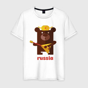 Мужская футболка хлопок с принтом Russia в Санкт-Петербурге, 100% хлопок | прямой крой, круглый вырез горловины, длина до линии бедер, слегка спущенное плечо. | russia | российа | я.русский