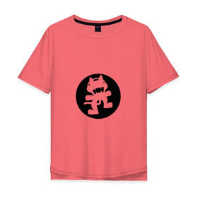 Мужская футболка хлопок Oversize с принтом Black Monstercat в Санкт-Петербурге, 100% хлопок | свободный крой, круглый ворот, “спинка” длиннее передней части | edm | monstercat | the monstercat official merch.dusbtep
