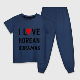 Детская пижама хлопок с принтом Я люблю корейские дорамы в Санкт-Петербурге, 100% хлопок |  брюки и футболка прямого кроя, без карманов, на брюках мягкая резинка на поясе и по низу штанин
 | dorama | i love korean doramas | дорама | корейский | корея