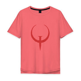 Мужская футболка хлопок Oversize с принтом Quake в Санкт-Петербурге, 100% хлопок | свободный крой, круглый ворот, “спинка” длиннее передней части | .красный | logo | quake | qw | игра