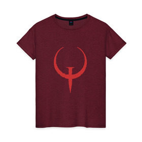 Женская футболка хлопок с принтом Quake в Санкт-Петербурге, 100% хлопок | прямой крой, круглый вырез горловины, длина до линии бедер, слегка спущенное плечо | .красный | logo | quake | qw | игра