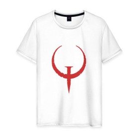 Мужская футболка хлопок с принтом Quake в Санкт-Петербурге, 100% хлопок | прямой крой, круглый вырез горловины, длина до линии бедер, слегка спущенное плечо. | Тематика изображения на принте: .красный | logo | quake | qw | игра