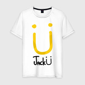 Мужская футболка хлопок с принтом Jack U в Санкт-Петербурге, 100% хлопок | прямой крой, круглый вырез горловины, длина до линии бедер, слегка спущенное плечо. | diplo | house | jack u (diplo  skrillex) duet.jack u | skrillex