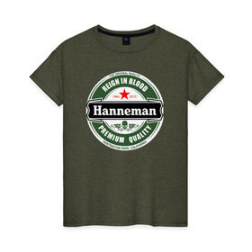 Женская футболка хлопок с принтом Hanneman в Санкт-Петербурге, 100% хлопок | прямой крой, круглый вырез горловины, длина до линии бедер, слегка спущенное плечо | Тематика изображения на принте: hannemanhanneman | slayer