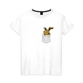 Женская футболка хлопок с принтом Springtrap в кармане FNAF в Санкт-Петербурге, 100% хлопок | прямой крой, круглый вырез горловины, длина до линии бедер, слегка спущенное плечо | fnaf | springtrap | карман | фнаф