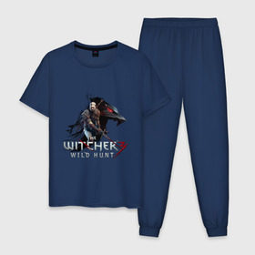 Мужская пижама хлопок с принтом The Witcher 3 в Санкт-Петербурге, 100% хлопок | брюки и футболка прямого кроя, без карманов, на брюках мягкая резинка на поясе и по низу штанин
 | ведьмак