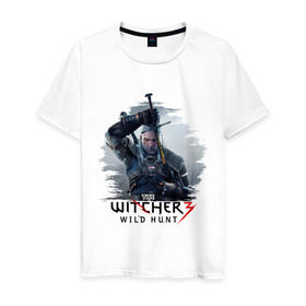 Мужская футболка хлопок с принтом The Witcher 3 в Санкт-Петербурге, 100% хлопок | прямой крой, круглый вырез горловины, длина до линии бедер, слегка спущенное плечо. | ведьмак
