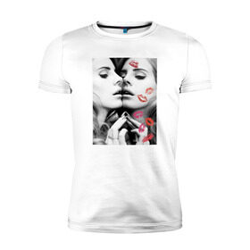 Мужская футболка премиум с принтом Lana Del Rey в Санкт-Петербурге, 92% хлопок, 8% лайкра | приталенный силуэт, круглый вырез ворота, длина до линии бедра, короткий рукав | interscope | lana del rey | polydor
