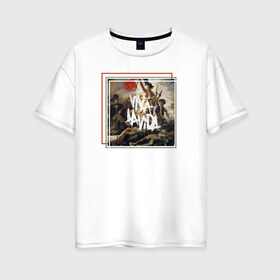 Женская футболка хлопок Oversize с принтом Viva La Vida в Санкт-Петербурге, 100% хлопок | свободный крой, круглый ворот, спущенный рукав, длина до линии бедер
 | coldplay | ghost stories | mylo xyloto | parachutes