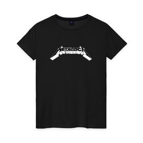 Женская футболка хлопок с принтом Логотип Metallica (old) в Санкт-Петербурге, 100% хлопок | прямой крой, круглый вырез горловины, длина до линии бедер, слегка спущенное плечо | металлика