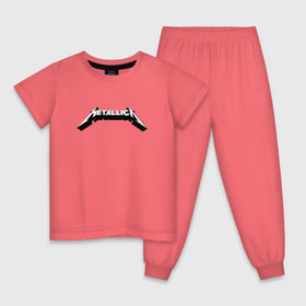 Детская пижама хлопок с принтом Логотип Metallica (old logo) в Санкт-Петербурге, 100% хлопок |  брюки и футболка прямого кроя, без карманов, на брюках мягкая резинка на поясе и по низу штанин
 | 