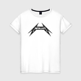 Женская футболка хлопок с принтом Metallica logo (w) в Санкт-Петербурге, 100% хлопок | прямой крой, круглый вырез горловины, длина до линии бедер, слегка спущенное плечо | 