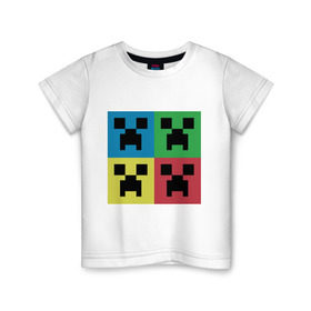 Детская футболка хлопок с принтом Minecraft в Санкт-Петербурге, 100% хлопок | круглый вырез горловины, полуприлегающий силуэт, длина до линии бедер | boom | media | minecraft | игры | компьютерные игры | майнкрафт