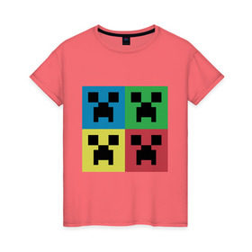 Женская футболка хлопок с принтом Minecraft в Санкт-Петербурге, 100% хлопок | прямой крой, круглый вырез горловины, длина до линии бедер, слегка спущенное плечо | boom | media | minecraft | игры | компьютерные игры | майнкрафт