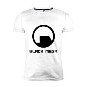 Мужская футболка премиум с принтом Black mesa в Санкт-Петербурге, 92% хлопок, 8% лайкра | приталенный силуэт, круглый вырез ворота, длина до линии бедра, короткий рукав | Тематика изображения на принте: black mesa | half life | игра | халф лайф