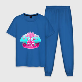 Мужская пижама хлопок с принтом Hotline Miami logo в Санкт-Петербурге, 100% хлопок | брюки и футболка прямого кроя, без карманов, на брюках мягкая резинка на поясе и по низу штанин
 | hotline miami