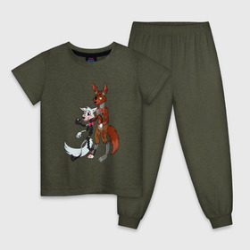 Детская пижама хлопок с принтом Foxy and sister в Санкт-Петербурге, 100% хлопок |  брюки и футболка прямого кроя, без карманов, на брюках мягкая резинка на поясе и по низу штанин
 | fnaf | фнаф