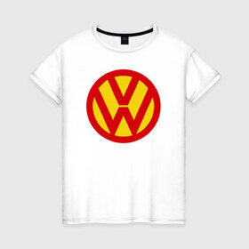 Женская футболка хлопок с принтом Super Volkswagen в Санкт-Петербурге, 100% хлопок | прямой крой, круглый вырез горловины, длина до линии бедер, слегка спущенное плечо | super volkswagen