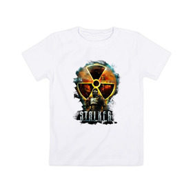 Детская футболка хлопок с принтом Stalker в Санкт-Петербурге, 100% хлопок | круглый вырез горловины, полуприлегающий силуэт, длина до линии бедер | shooter | stalker | радиация | шутер