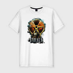Мужская футболка премиум с принтом Stalker в Санкт-Петербурге, 92% хлопок, 8% лайкра | приталенный силуэт, круглый вырез ворота, длина до линии бедра, короткий рукав | shooter | stalker | радиация | шутер