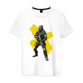 Мужская футболка хлопок с принтом STALKER в Санкт-Петербурге, 100% хлопок | прямой крой, круглый вырез горловины, длина до линии бедер, слегка спущенное плечо. | shooter | stalker | радиация | шутер